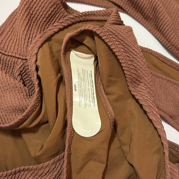 Aerie Crinkle full coverage bathing suit brown size XXL NWT poolside beach - Picture 10 of 10